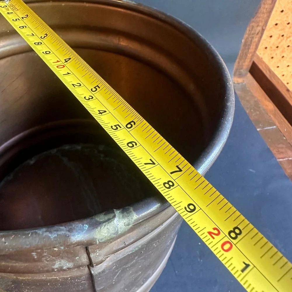 Rustic Copper Planter Cachepot Round Pot Farmhouse Decor Aged Patina 8 Inch